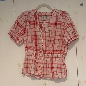 Free Assembly checked peplum blouse never worn (no tags)